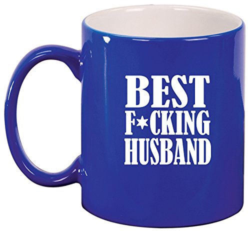 Ceramic Coffee Tea Mug Cup Best F ing Husband (Blue)
