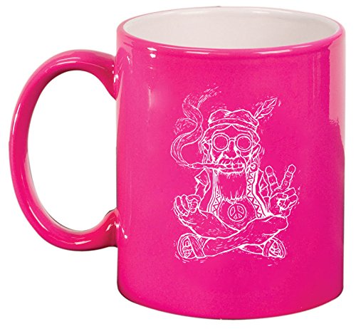 Ceramic Coffee Tea Mug Cup Hippie Smoking Pipe Peace (Pink)