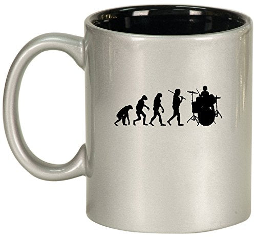 Ceramic Coffee Tea Mug Cup Evolution Drummer (Silver)