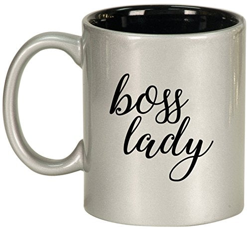 Ceramic Coffee Tea Mug Cup Boss Lady (Silver)