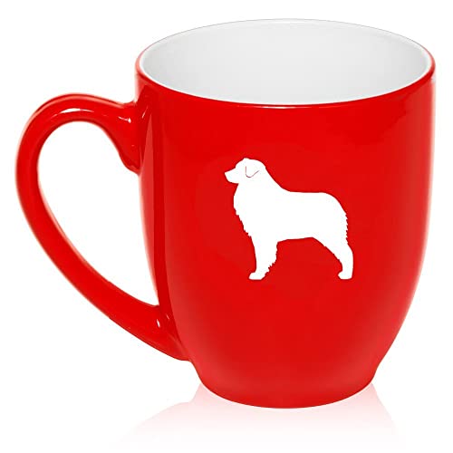 16 oz Large Bistro Mug Ceramic Coffee Tea Glass Cup Australian Shepherd (Red),MIP