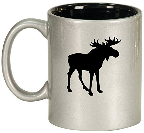 Ceramic Coffee Tea Mug Cup Moose (Silver)