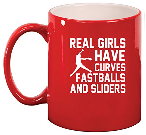 Ceramic Coffee Tea Mug Cup Real Girls Curves Softball (Red)