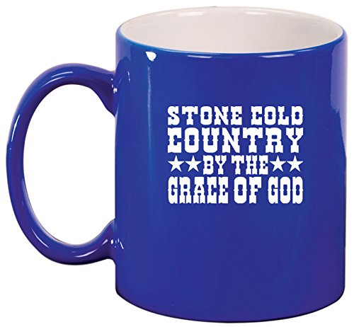 Ceramic Coffee Tea Mug Stone Cold Country (Blue)
