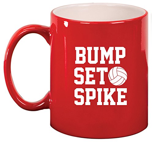Ceramic Coffee Tea Mug Bump Set Spike Volleyball (Red)
