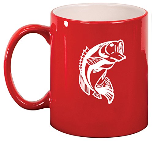 Ceramic Coffee Tea Mug Cup Bass Fish (Red)