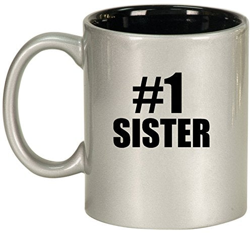 Ceramic Coffee Tea Mug #1 Sister (Silver)