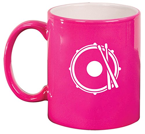 Ceramic Coffee Tea Mug Cup Drum Snare Drumsticks (Pink)