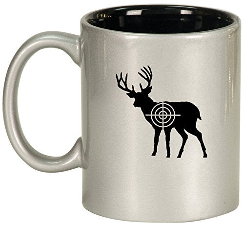 Ceramic Coffee Tea Mug Cup Deer with Bullseye (Silver)