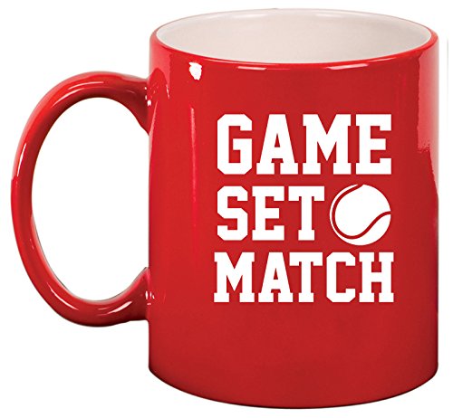 Ceramic Coffee Tea Mug Cup Game Set Match Tennis (Red)