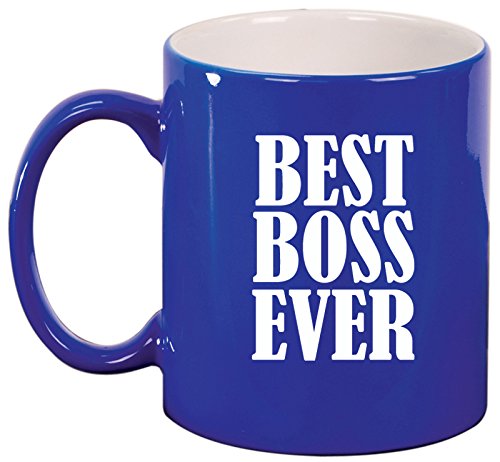 Ceramic Coffee Tea Mug Cup Best Boss Ever (Blue)