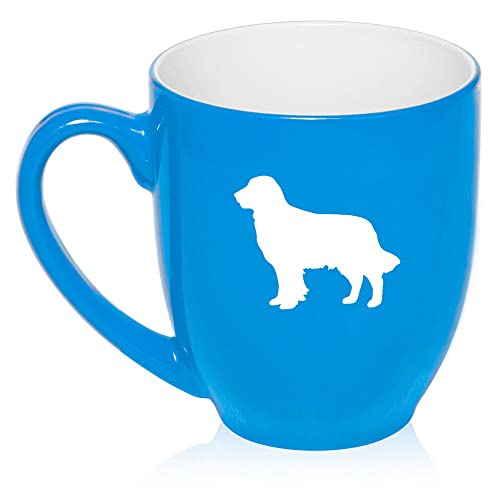 16 oz Large Bistro Mug Ceramic Coffee Tea Glass Cup Golden Retriever (Light Blue),MIP
