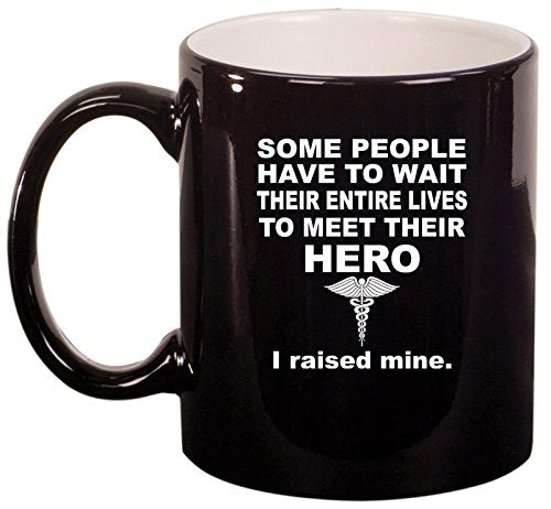 Ceramic Coffee Tea Mug Cup Hero Mom Dad - Nurse EMT Doctor Medical (Black)