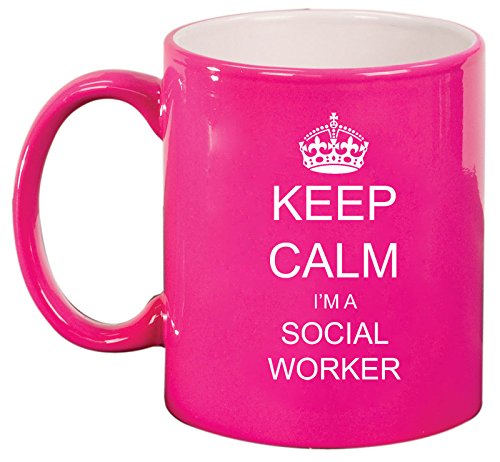 Ceramic Coffee Tea Mug Cup Keep Calm I'm A Social Worker (Pink)