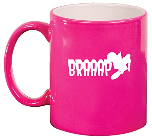 Ceramic Coffee Tea Mug Cup Dirt Bike BRAAAP (Pink)