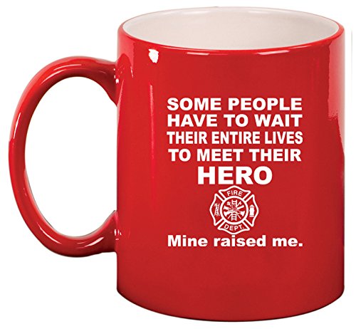 Ceramic Coffee Tea Mug Cup Hero Daughter Son Firefighter (Red)