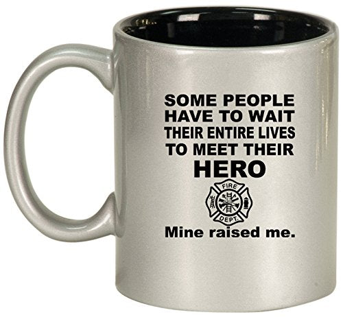 Ceramic Coffee Tea Mug Cup Hero Daughter Son Firefighter (Silver)