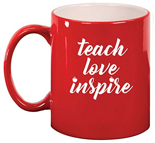Ceramic Coffee Tea Mug Cup Teach Love Inspire Teacher (Red)