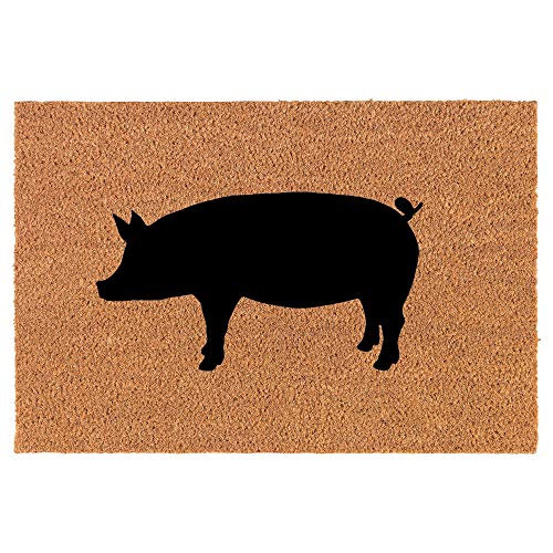 Coir Doormat Front Door Mat New Home Closing Housewarming Gift Pig (24" x 16" Small)