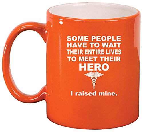 Ceramic Coffee Tea Mug Cup Hero Mom Dad - Nurse EMT Doctor Medical (Orange)