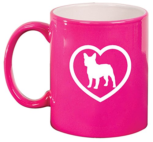 Ceramic Coffee Tea Mug Cup French Bulldog Heart (Pink)