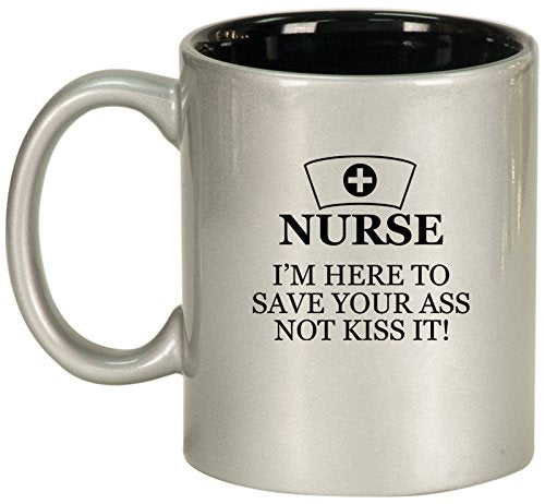 Ceramic Coffee Tea Mug Nurse Here to Save You (Silver)
