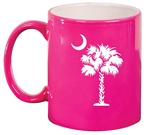 Ceramic Coffee Tea Mug Cup Palmetto Tree South Carolina Palm Moon (Pink)