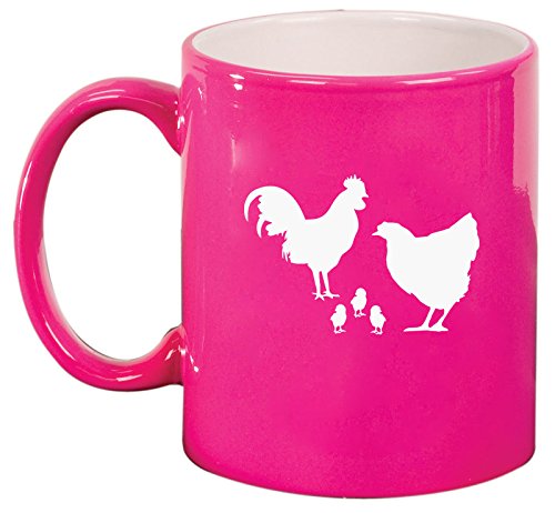 Ceramic Coffee Tea Mug Cup Chicken Family (Pink)