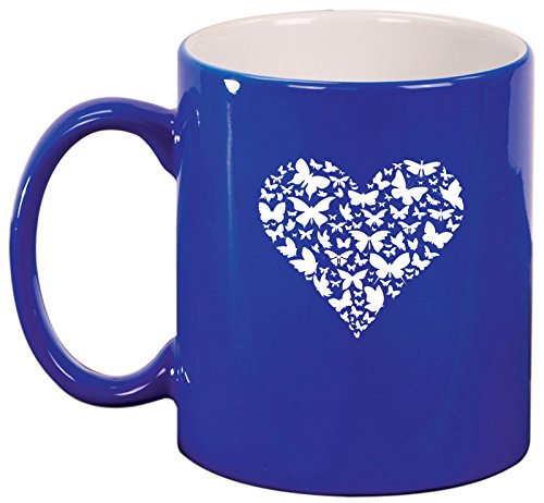 Ceramic Coffee Tea Mug Cup Butterfly Heart (Blue)