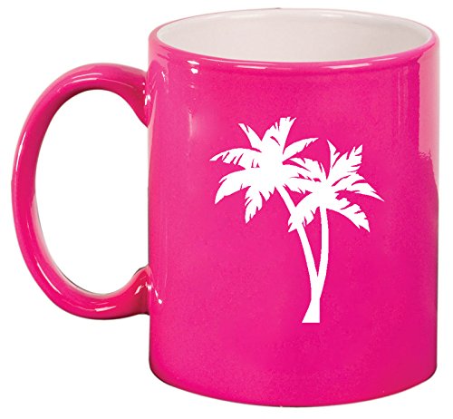 Ceramic Coffee Tea Mug Cup Palm Trees (Pink)