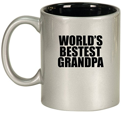Ceramic Coffee Tea Mug World's Bestest Grandpa (Silver)