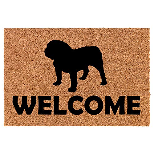 Coir Doormat Front Door Mat New Home Closing Housewarming Gift Welcome Bulldog (24" x 16" Small)