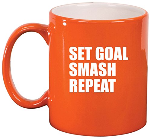 Ceramic Coffee Tea Mug Cup Set Goal Smash Repeat Motivational Graduation (Orange)