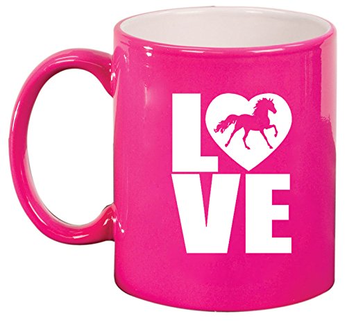 Ceramic Coffee Tea Mug Cup LOVE Horse (Pink)