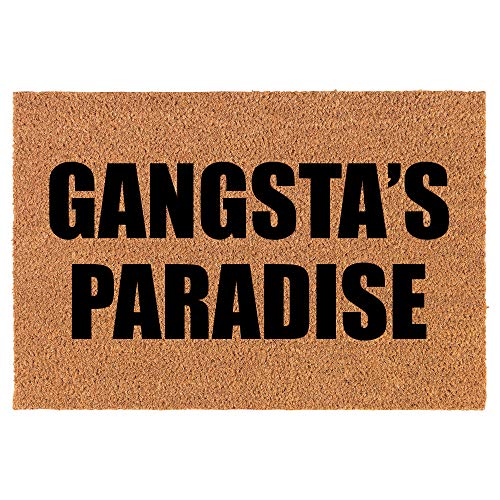 Coir Doormat Front Door Mat New Home Closing Housewarming Gift Gangsta's Paradise Block Funny (24" x 16" Small)