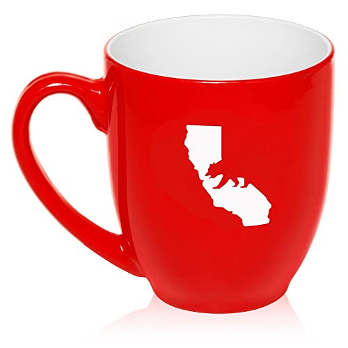 16 oz Large Bistro Mug Ceramic Coffee Tea Glass Cup Cali Bear California (Red),MIP