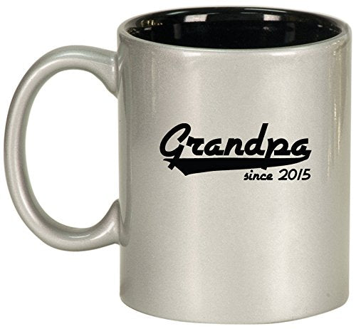 Ceramic Coffee Tea Mug Cup Grandpa 2015 New Grandfather (Silver)