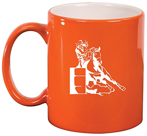 Ceramic Coffee Tea Mug Cup Female Barrel Racing Cowgirl (Orange)