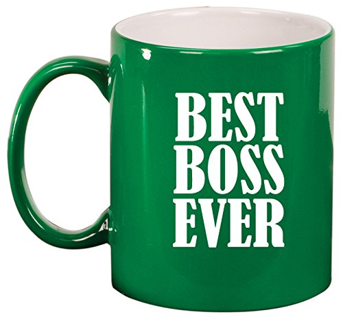Ceramic Coffee Tea Mug Cup Best Boss Ever (Green)