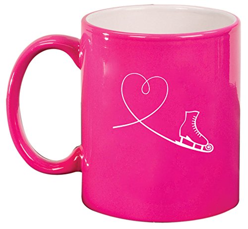 Ceramic Coffee Tea Mug Cup Heart Love Ice Skating (Pink)