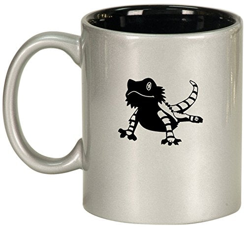 Ceramic Coffee Tea Mug Cup Bearded Dragon Lizard (Silver)