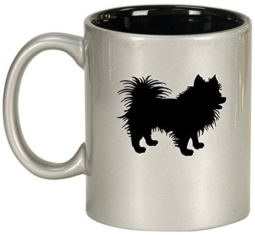 Ceramic Coffee Tea Mug Cup Pomeranian (Silver)