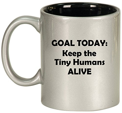 Ceramic Coffee Tea Mug Cup Keep The Tiny Humans Alive Funny Teacher Nurse Pediatrics Gift (Silver)