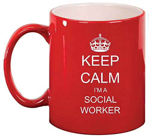 Ceramic Coffee Tea Mug Cup Keep Calm I'm A Social Worker (Red)