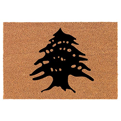 Coir Doormat Front Door Mat New Home Closing Housewarming Gift Cedar Tree Lebanon Lebanese (24" x 16" Small)