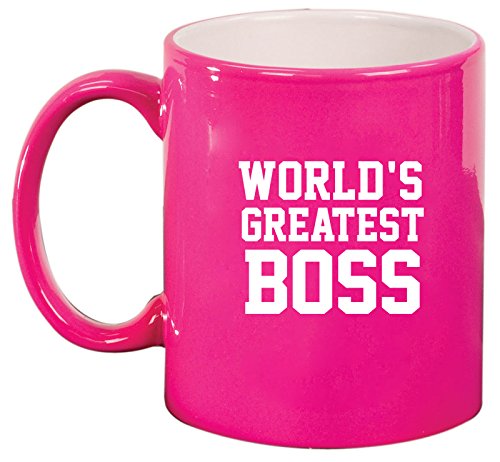 Ceramic Coffee Tea Mug Cup World's Greatest Boss (Pink)