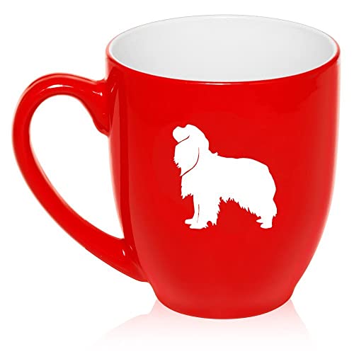 16 oz Large Bistro Mug Ceramic Coffee Tea Glass Cup Cavalier King Charles Spaniel (Red),MIP