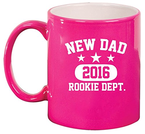 Ceramic Coffee Tea Mug Cup New Dad 2016 Father Rookie Dept (Pink)