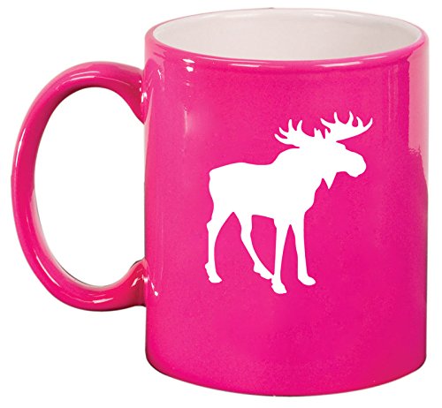 Ceramic Coffee Tea Mug Cup Moose (Pink)