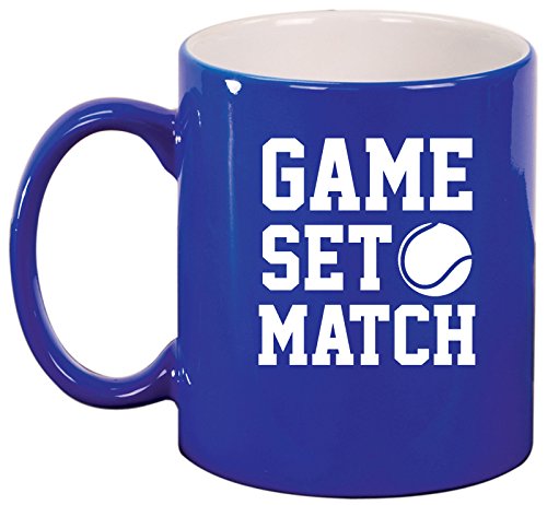 Ceramic Coffee Tea Mug Cup Game Set Match Tennis (Blue)
